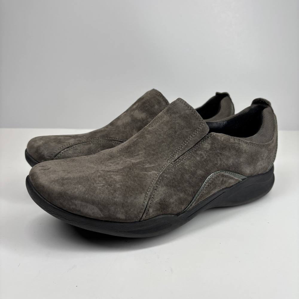 Clarks Wave Crest Women's US 9.5M Gray Suede Walking Comfort Slip-On Moc Loafers